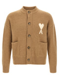 Ami Paris Beige Alpaca Leather Cardigan