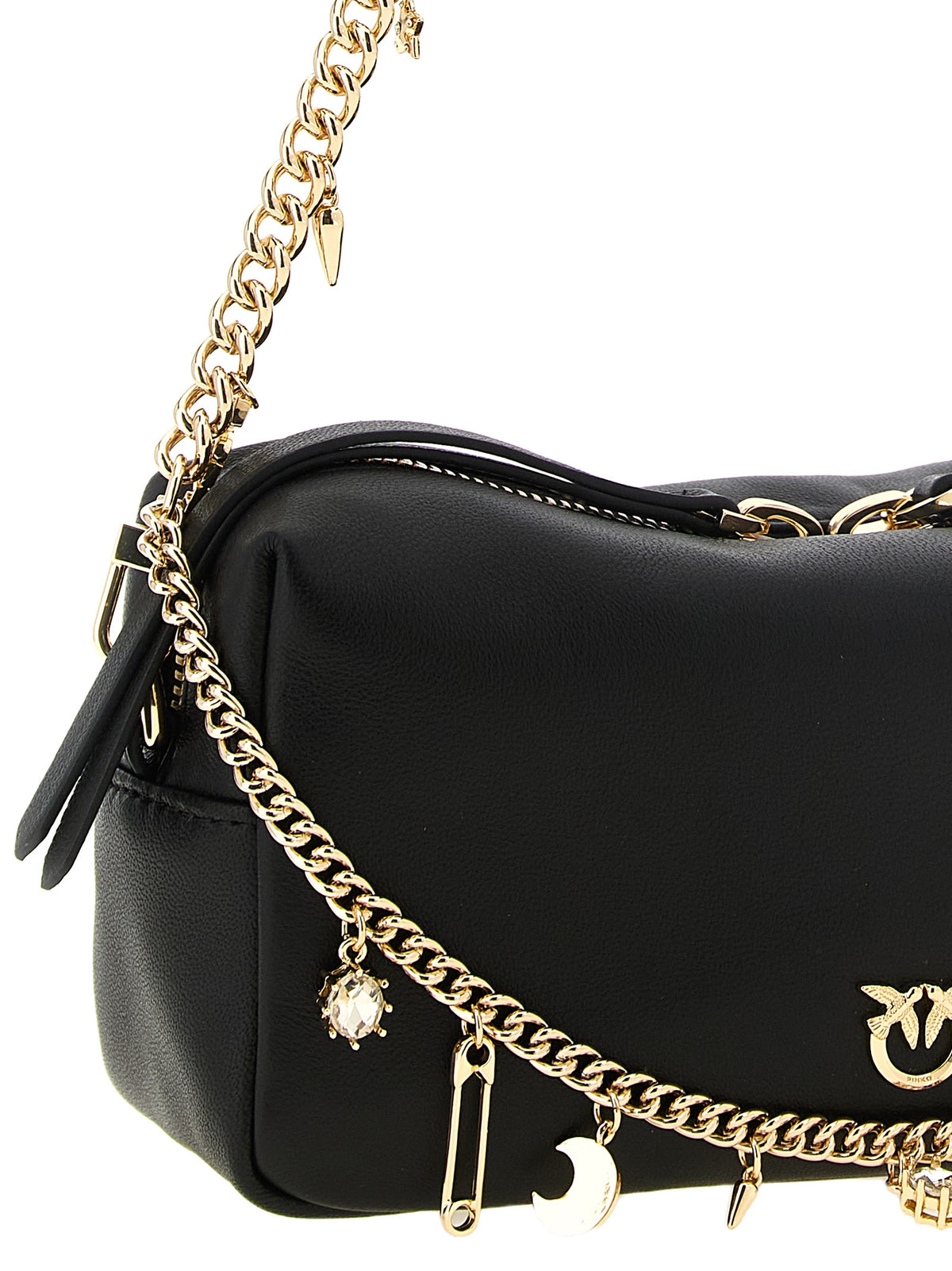 PINKO Black Lambskin Shoulder Bag
