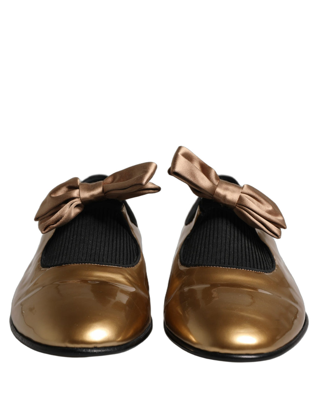Dolce & Gabbana Metallic Gold Leather Flats Loafers Shoes