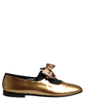 Dolce & Gabbana Metallic Gold Leather Flats Loafers Shoes
