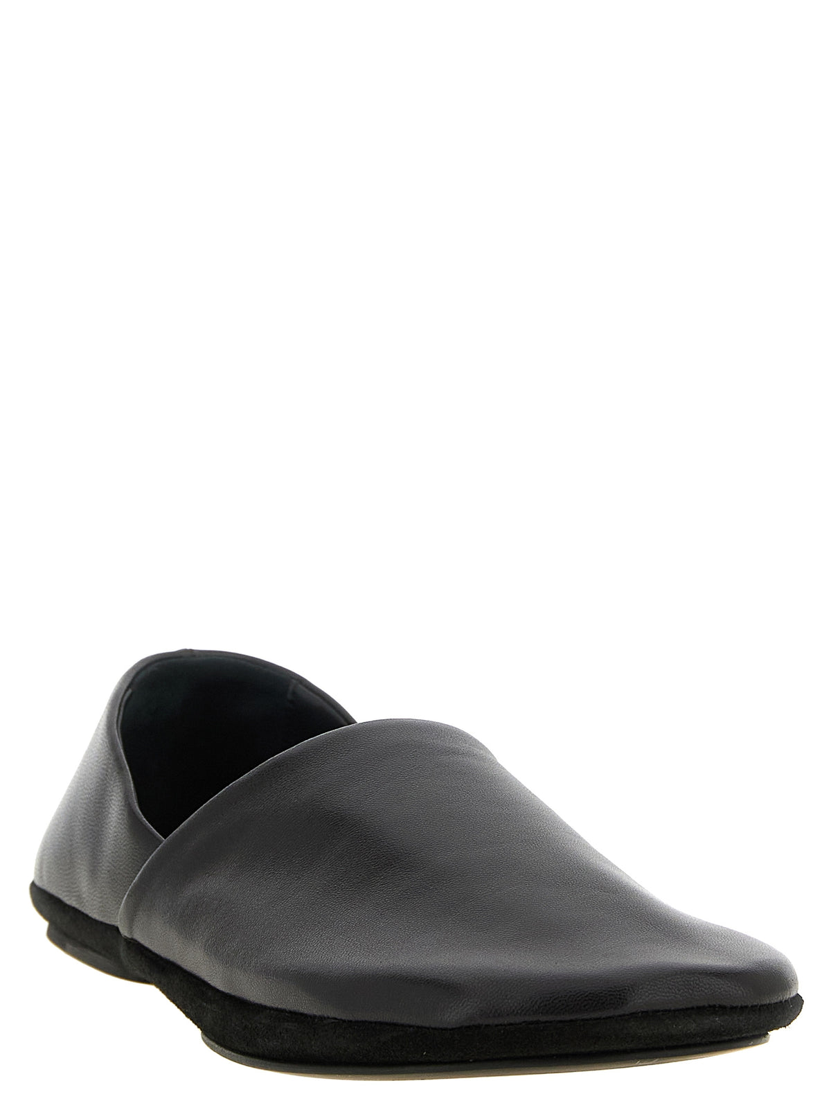 Lemaire Black Lamb Leather Slip-On Loafers