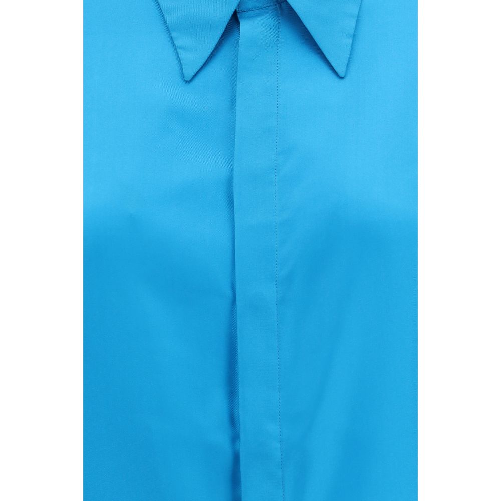 SA SU PHI Blue Silk Dress Shirt