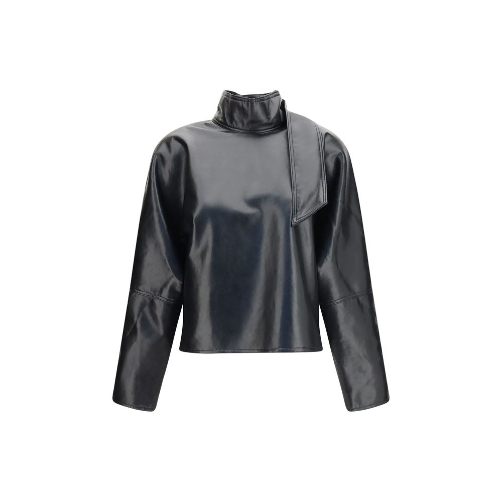 Agolde Black Recycled Leather Shirt