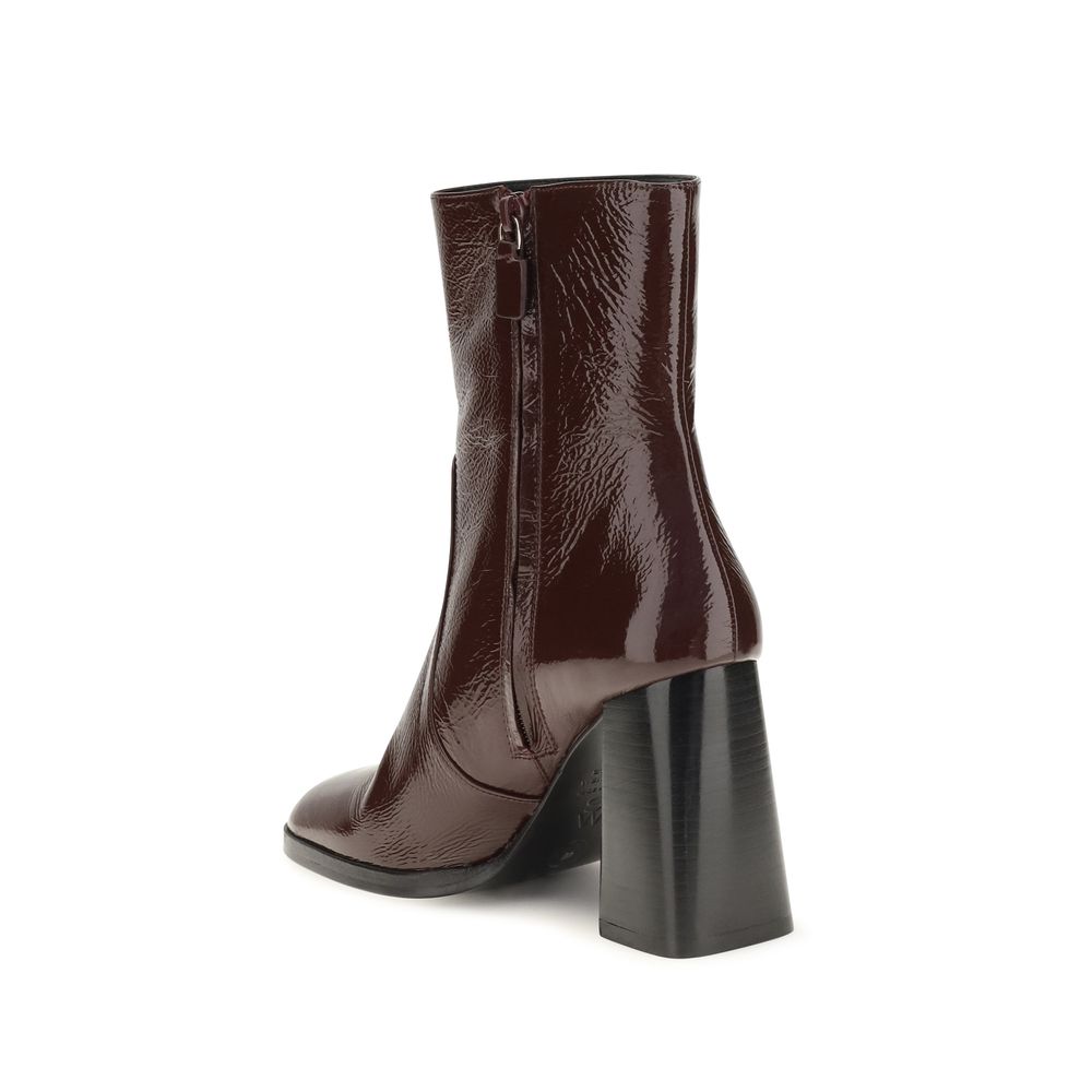 Stuart Weitzman Bordeaux Calf Leather Bos Taurus Ankle Boots