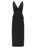 Sportmax Black Acetate Midi Dress