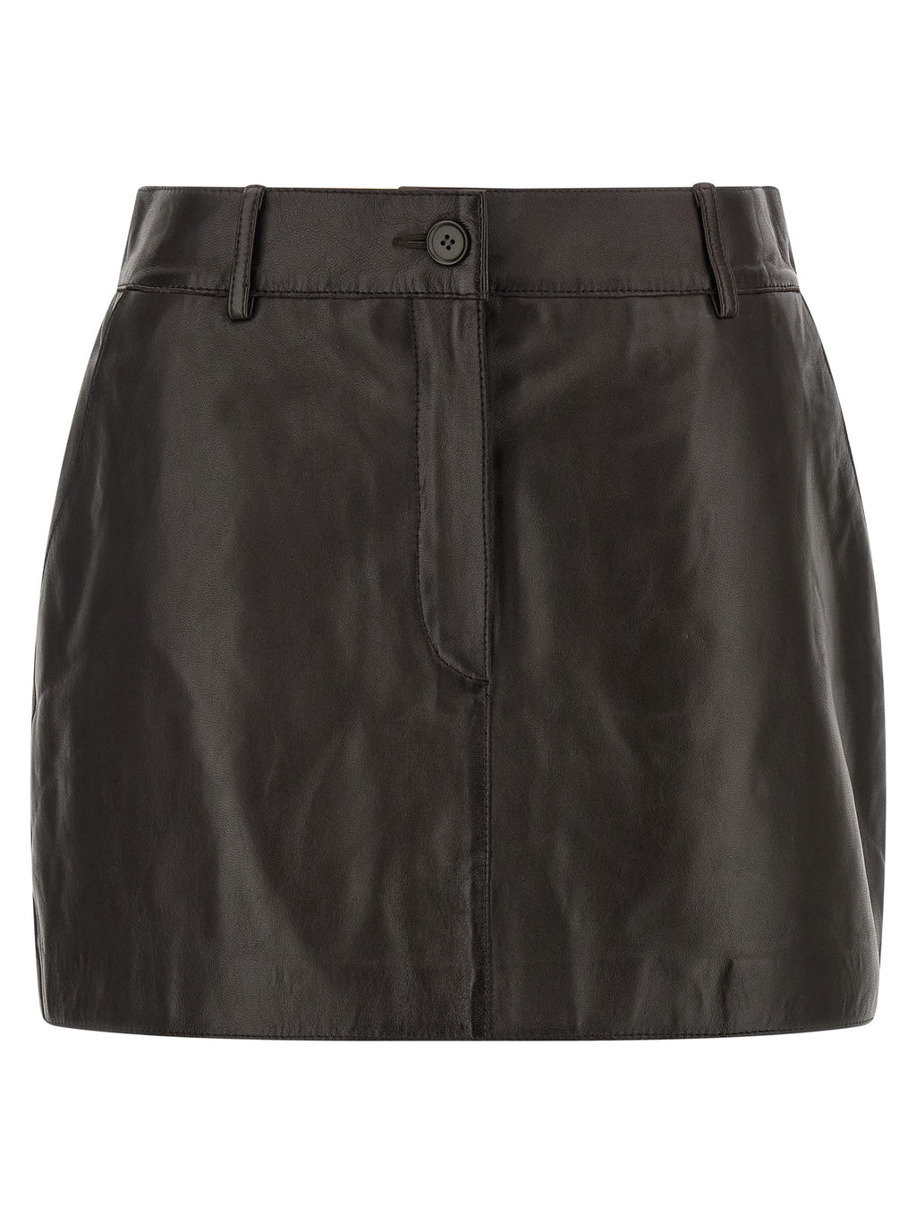 P.A.R.O.S.H. Brown Lamb Leather Long Skirt