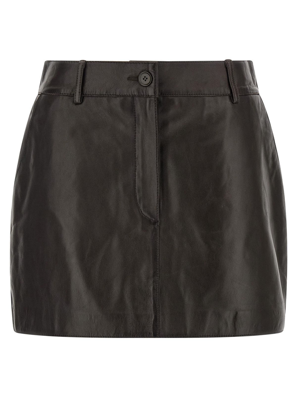 P.A.R.O.S.H. Brown Lamb Leather Long Skirt