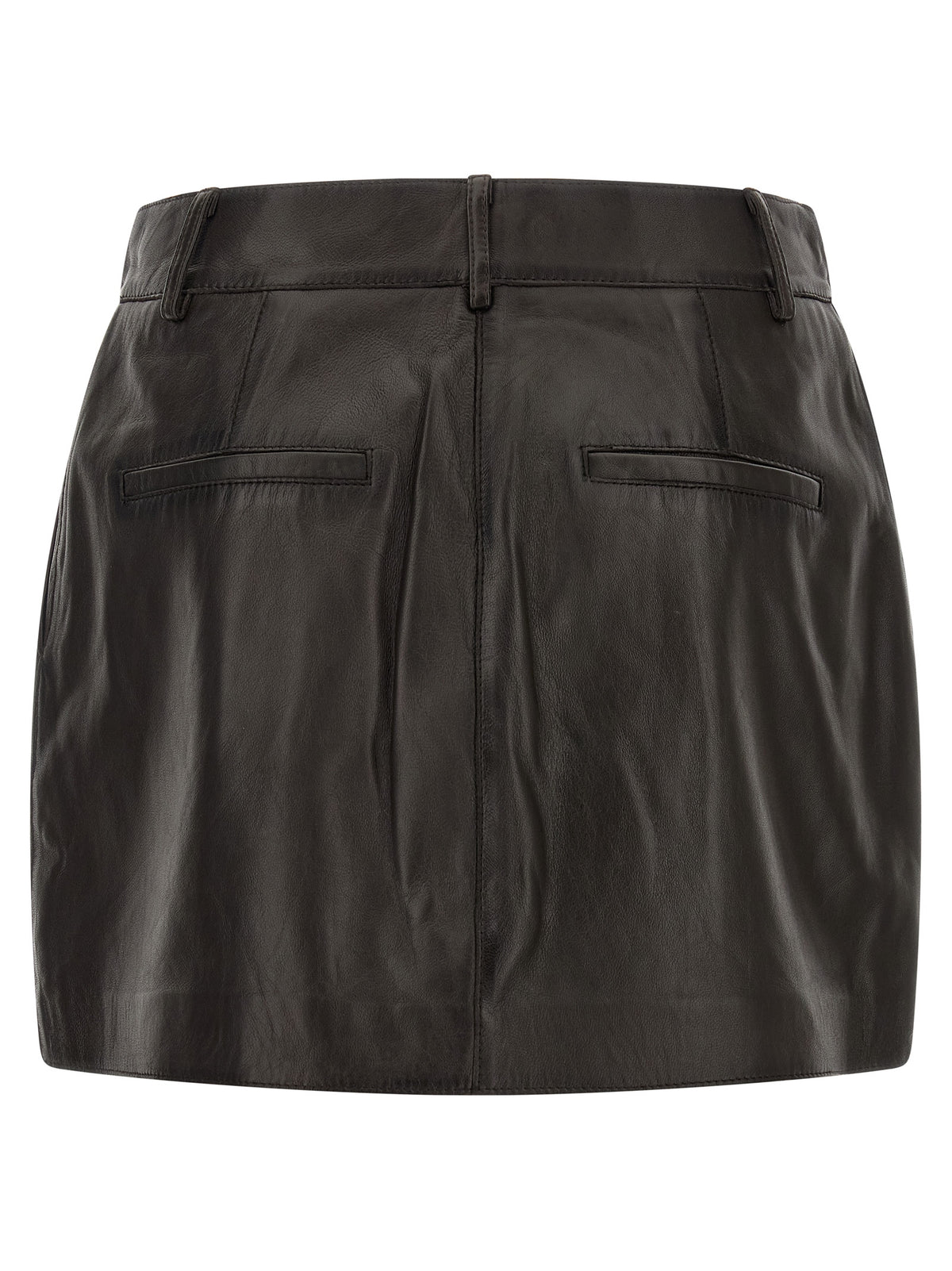 P.A.R.O.S.H. Brown Lamb Leather Long Skirt