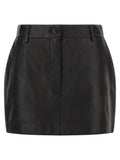 P.A.R.O.S.H. Black Lamb Leather Long Skirt