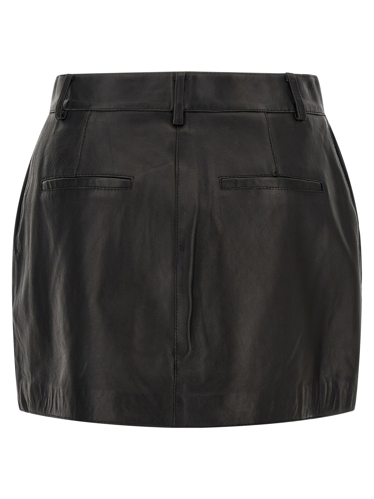 P.A.R.O.S.H. Black Lamb Leather Long Skirt