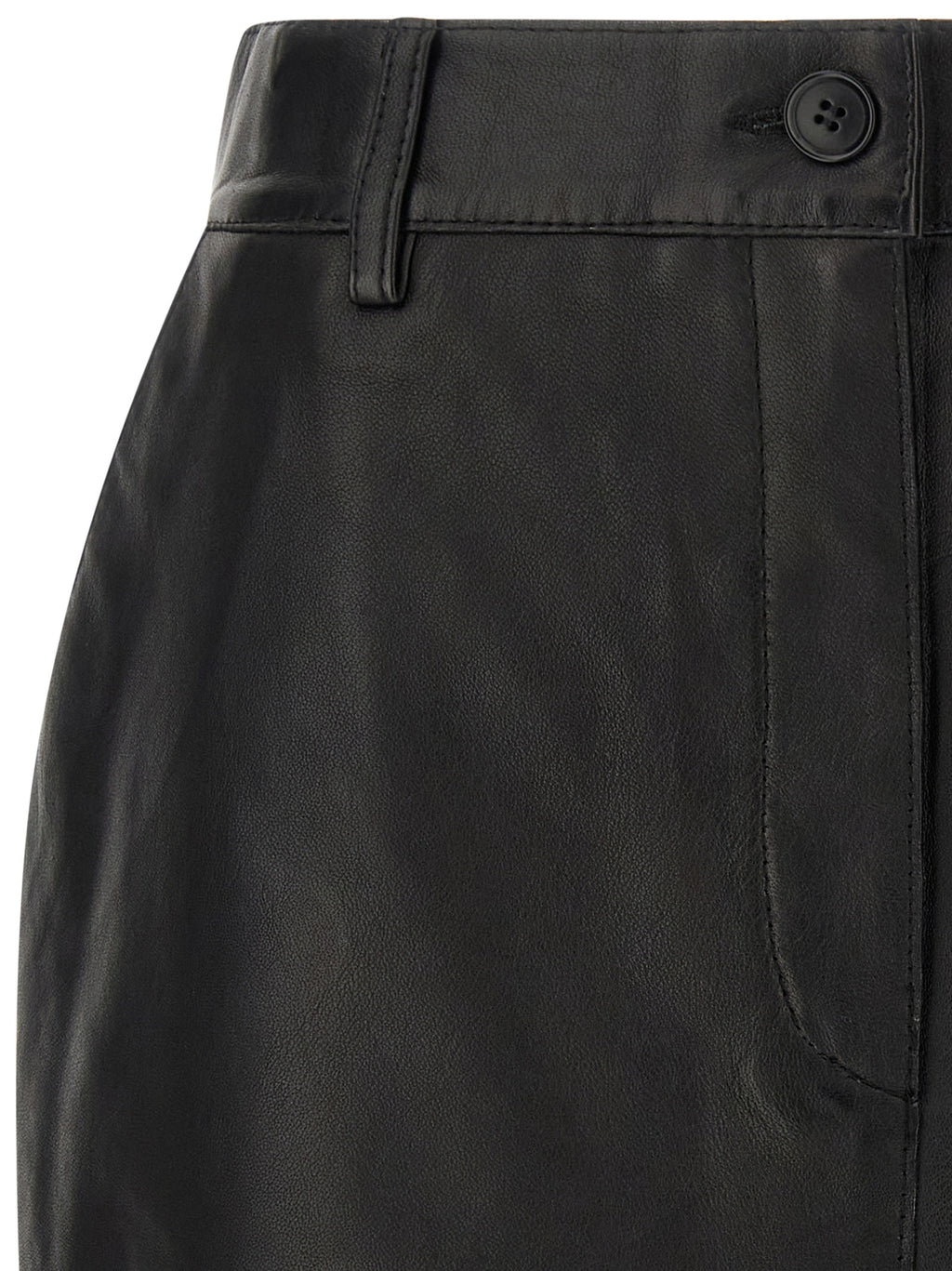 P.A.R.O.S.H. Black Lamb Leather Long Skirt