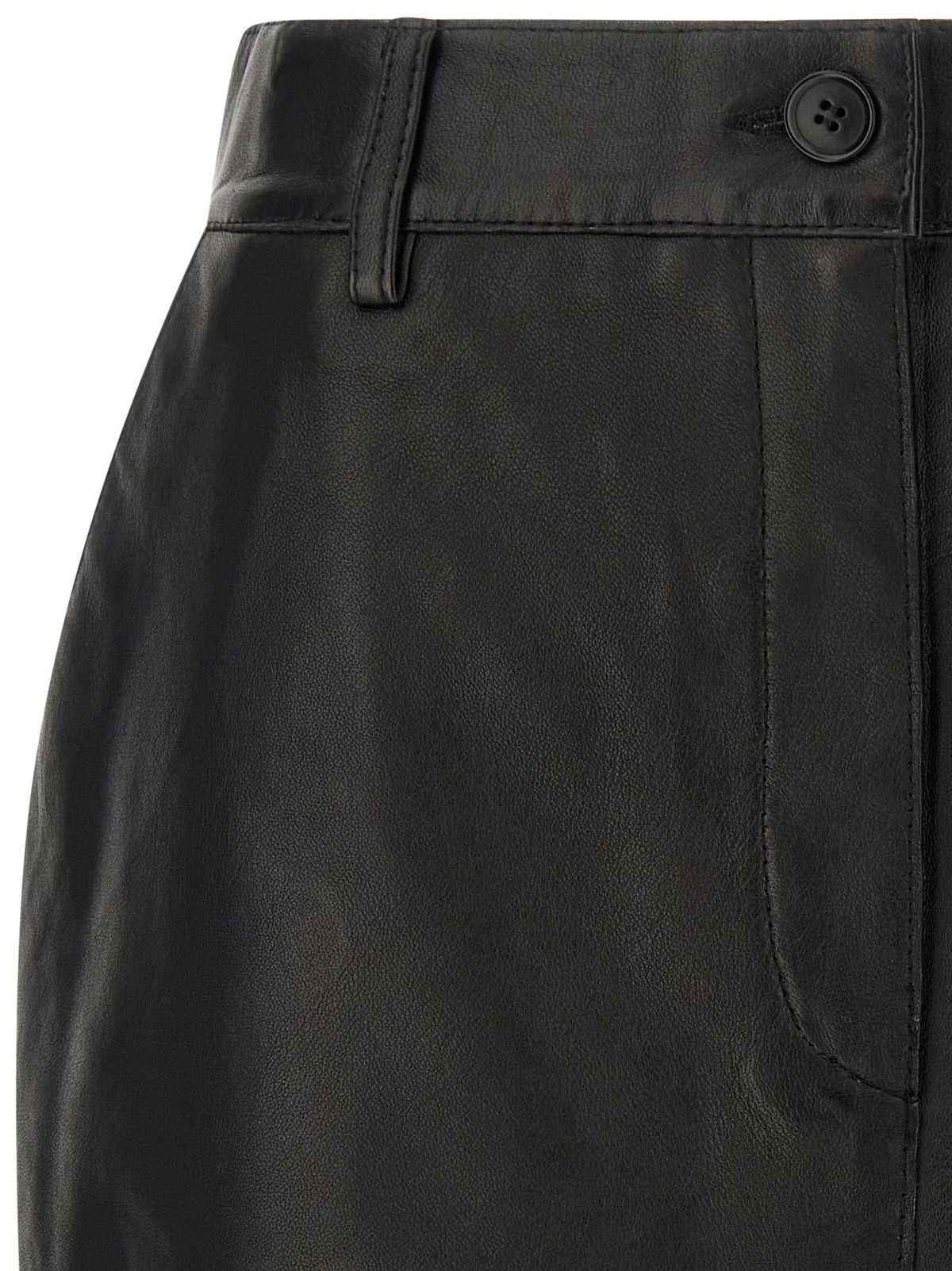 P.A.R.O.S.H. Black Lamb Leather Long Skirt