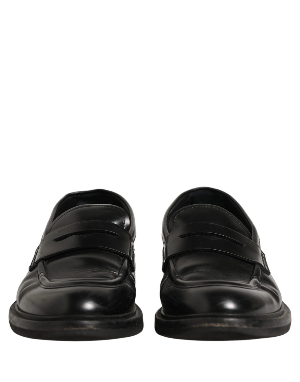 Dolce & Gabbana Black Brushed Calf Leather Loafers Shoes