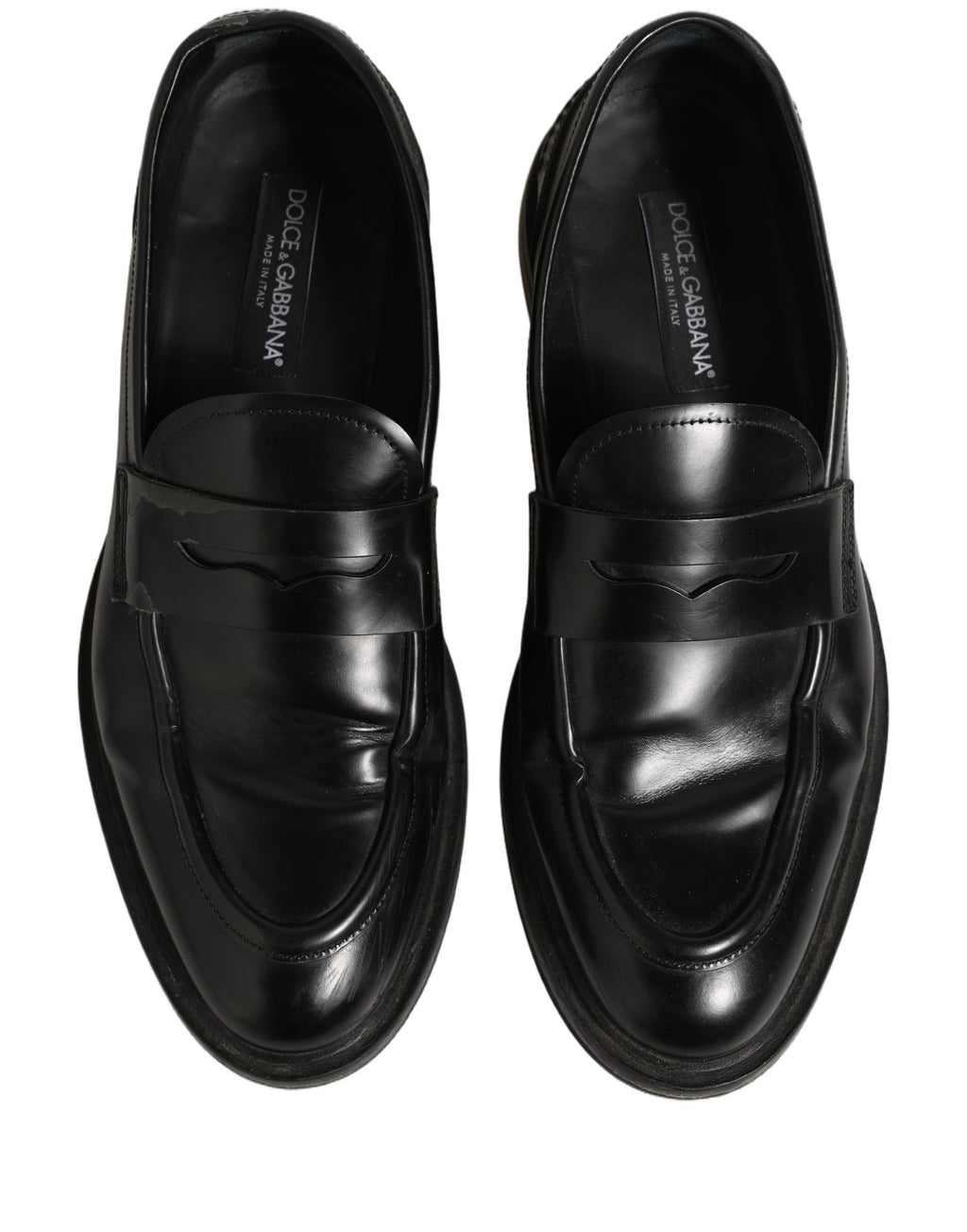 Dolce & Gabbana Black Brushed Calf Leather Loafers Shoes