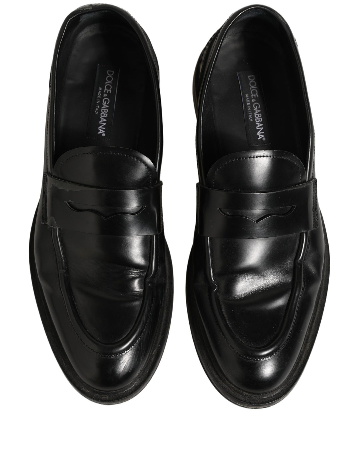 Dolce & Gabbana Black Brushed Calf Leather Loafers Shoes