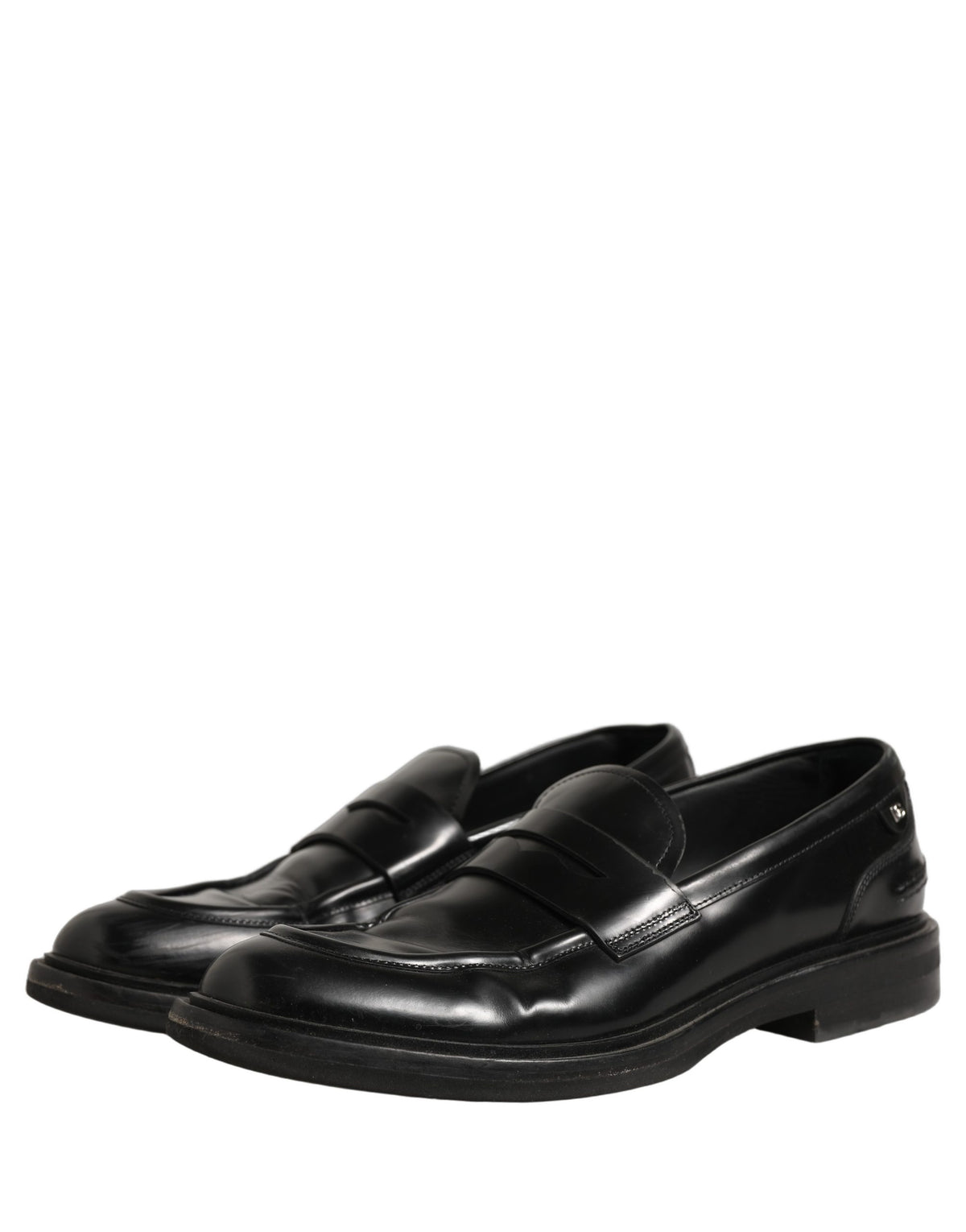 Dolce & Gabbana Black Brushed Calf Leather Loafers Shoes