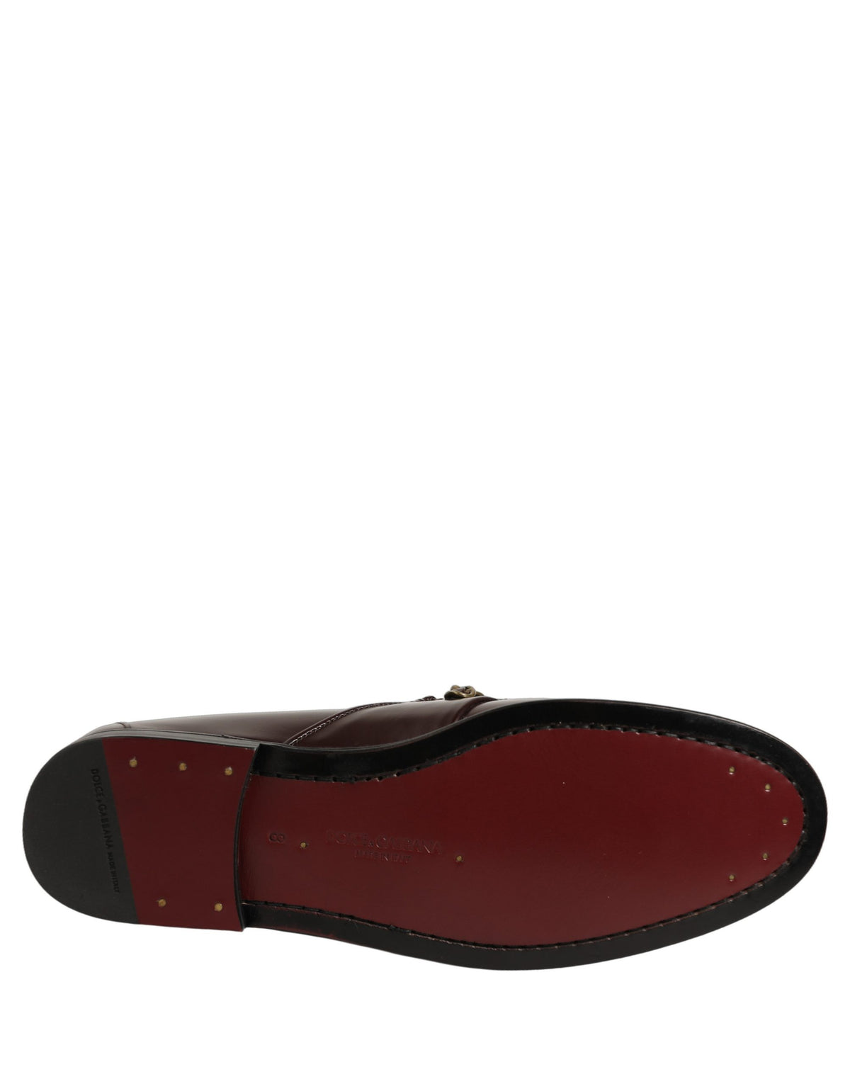 Dolce & Gabbana Maroon DG Chain Calfskin Leather Loafers Shoes