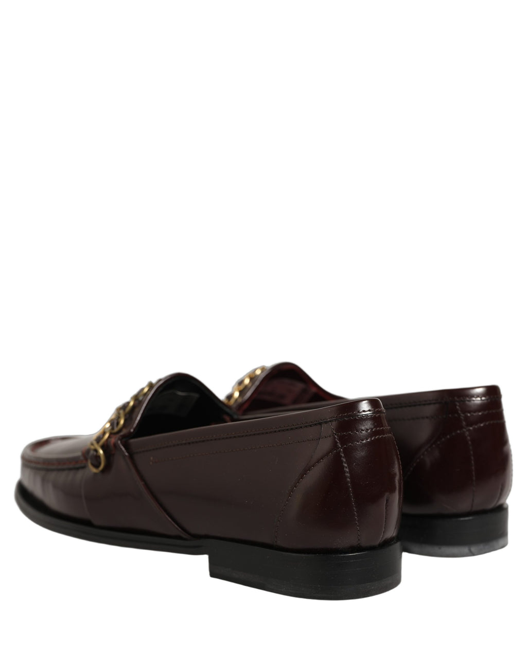 Dolce & Gabbana Maroon DG Chain Calfskin Leather Loafers Shoes