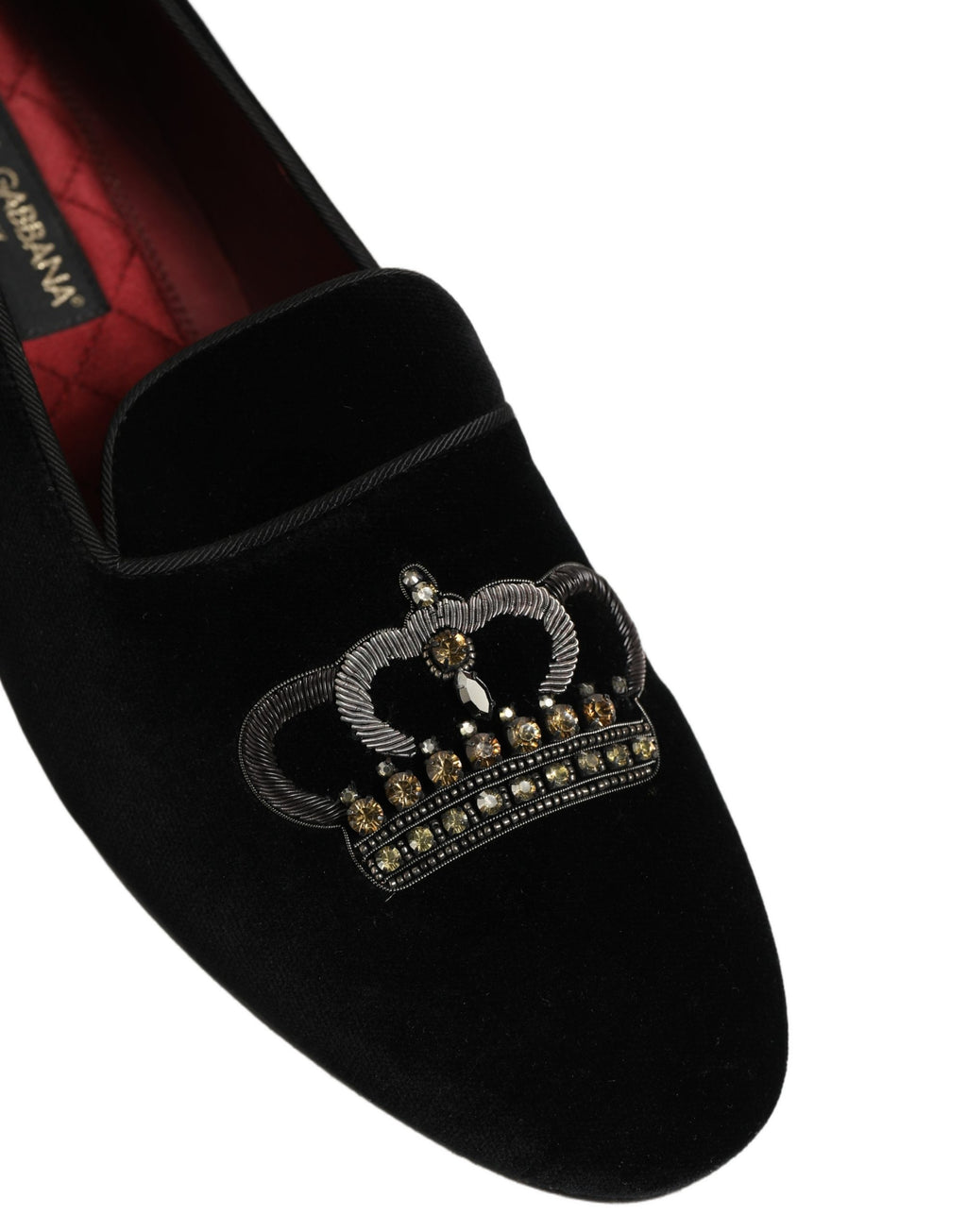 Dolce & Gabbana Black Crown Embellished Men Loafers Shoes