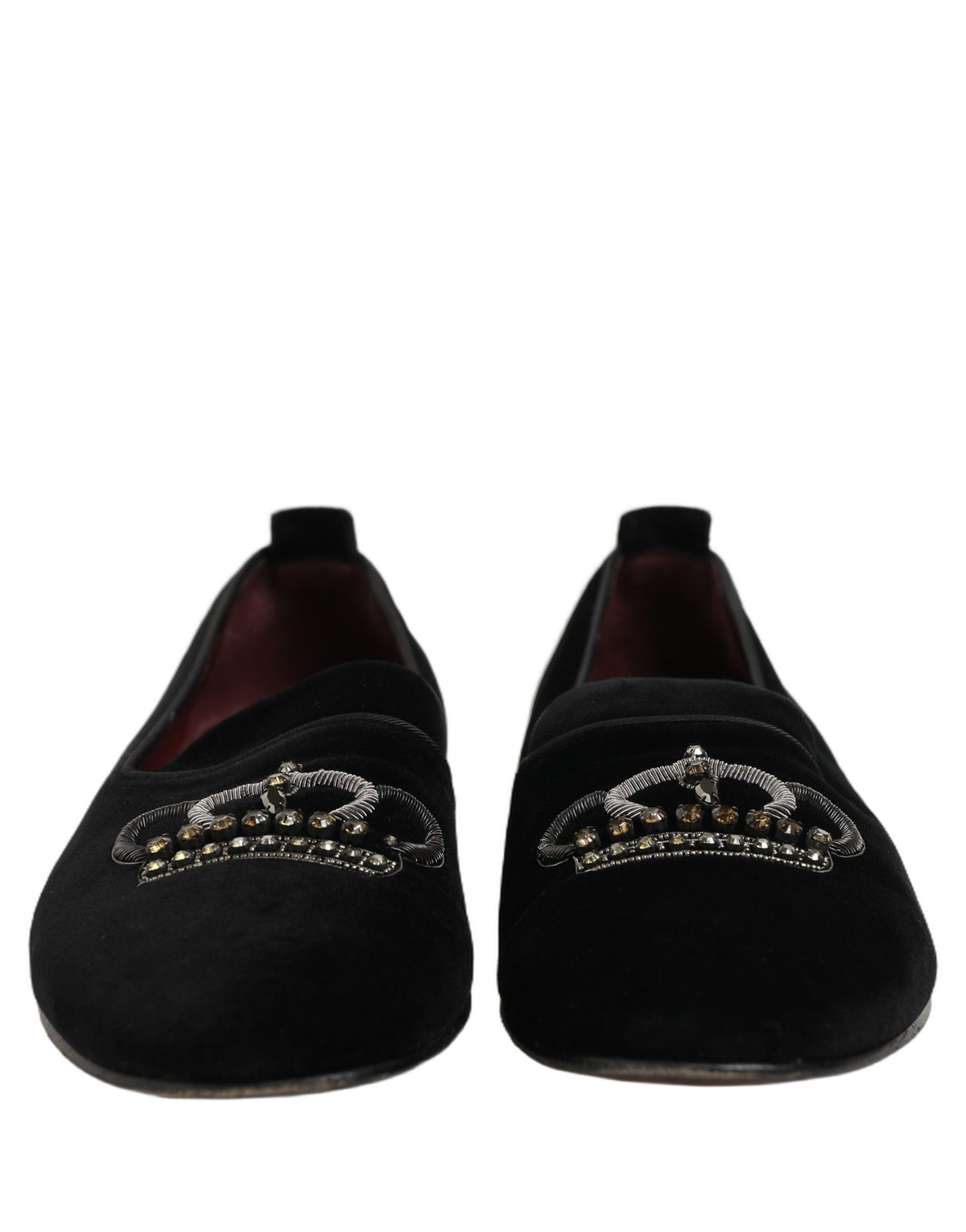 Dolce & Gabbana Black Crown Embellished Men Loafers Shoes