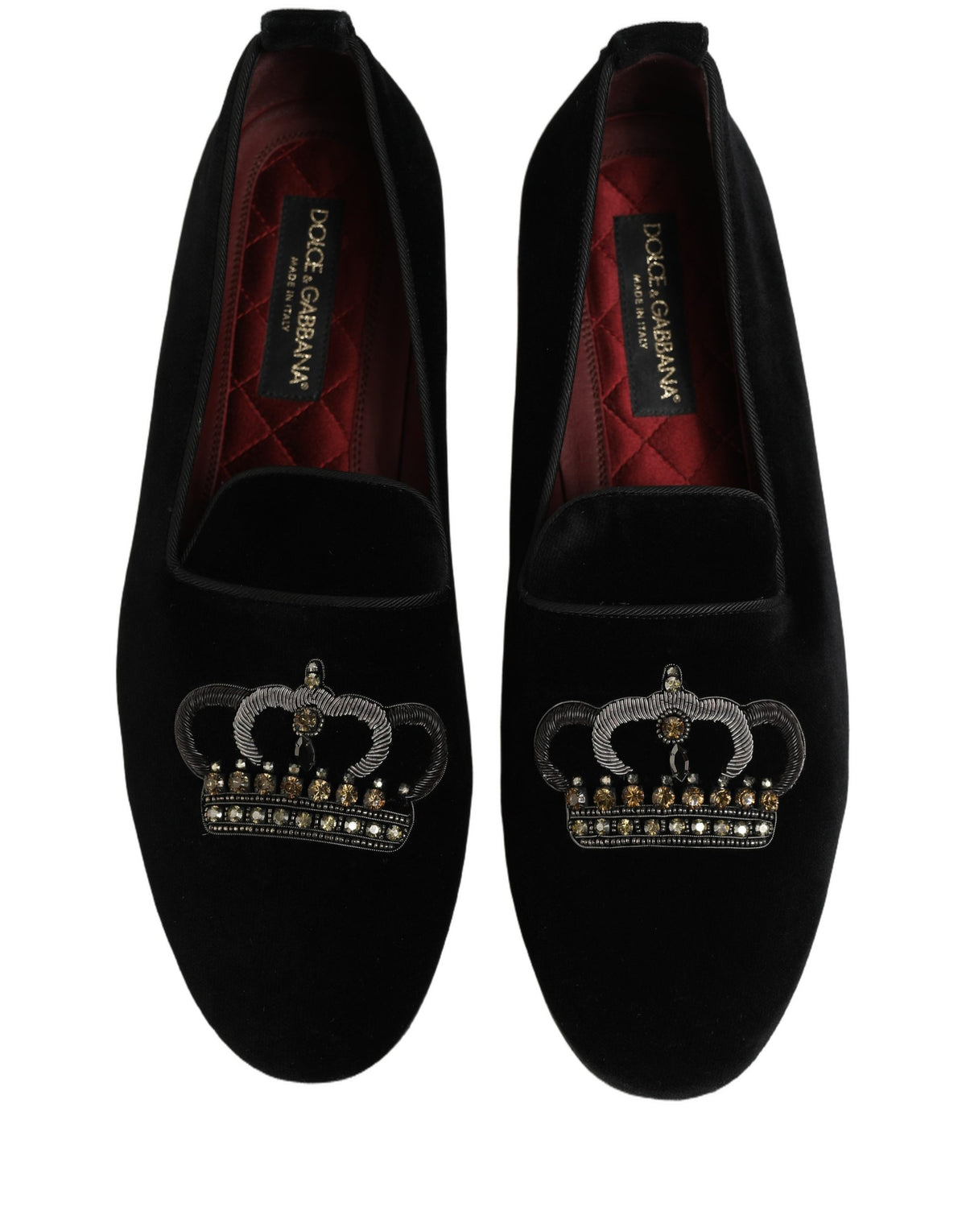 Dolce & Gabbana Black Crown Embellished Men Loafers Shoes
