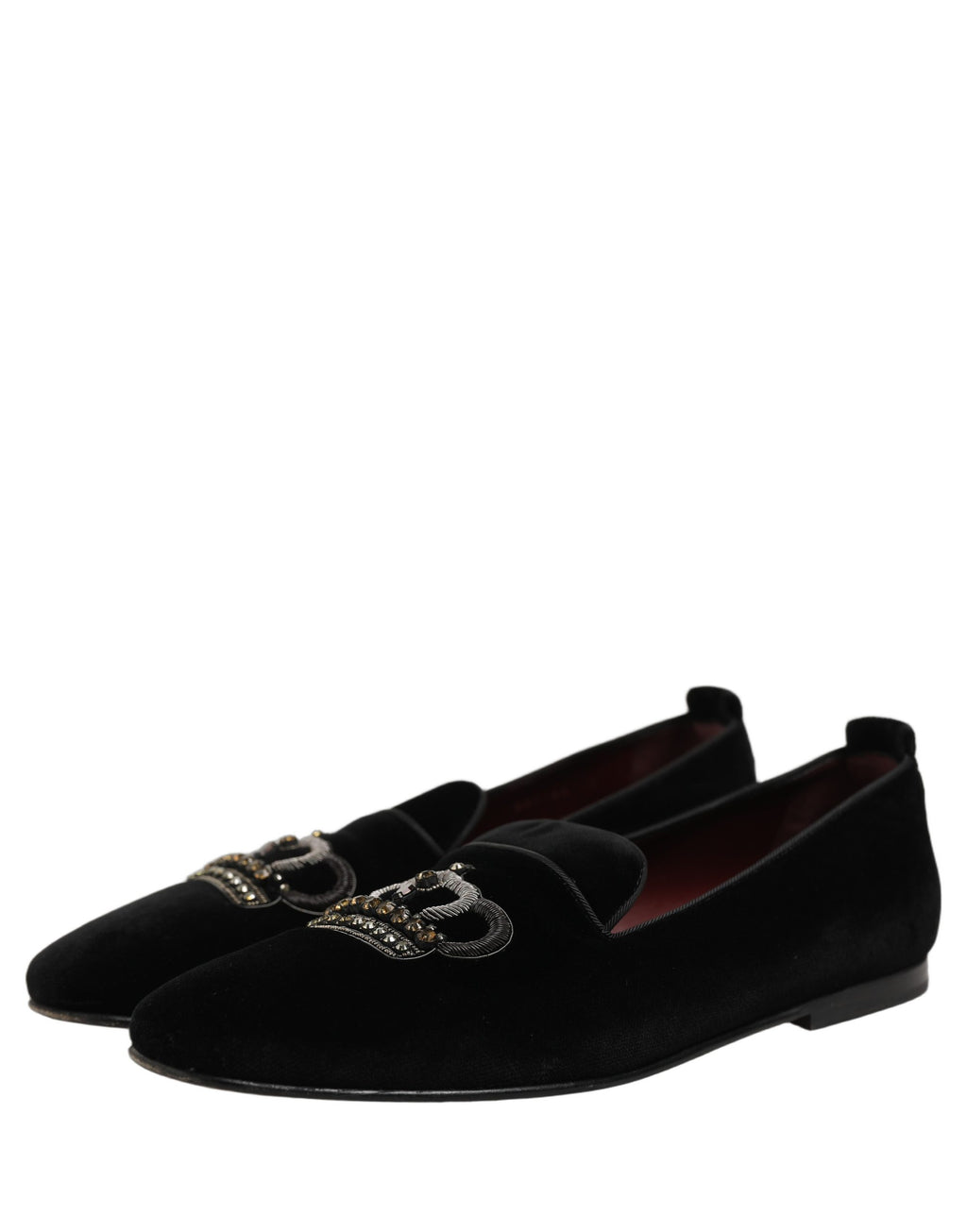 Dolce & Gabbana Black Crown Embellished Men Loafers Shoes