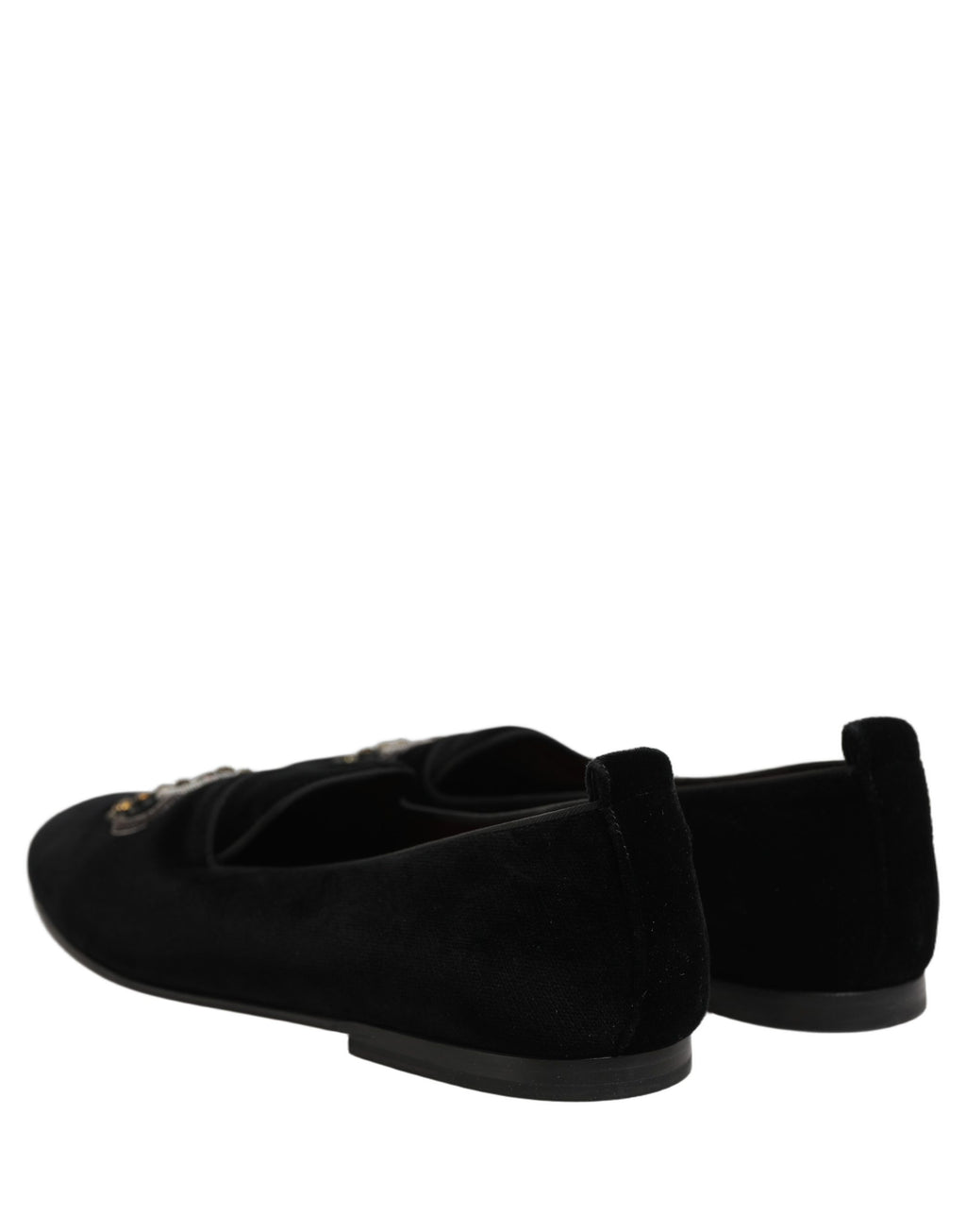 Dolce & Gabbana Black Crown Embellished Men Loafers Shoes