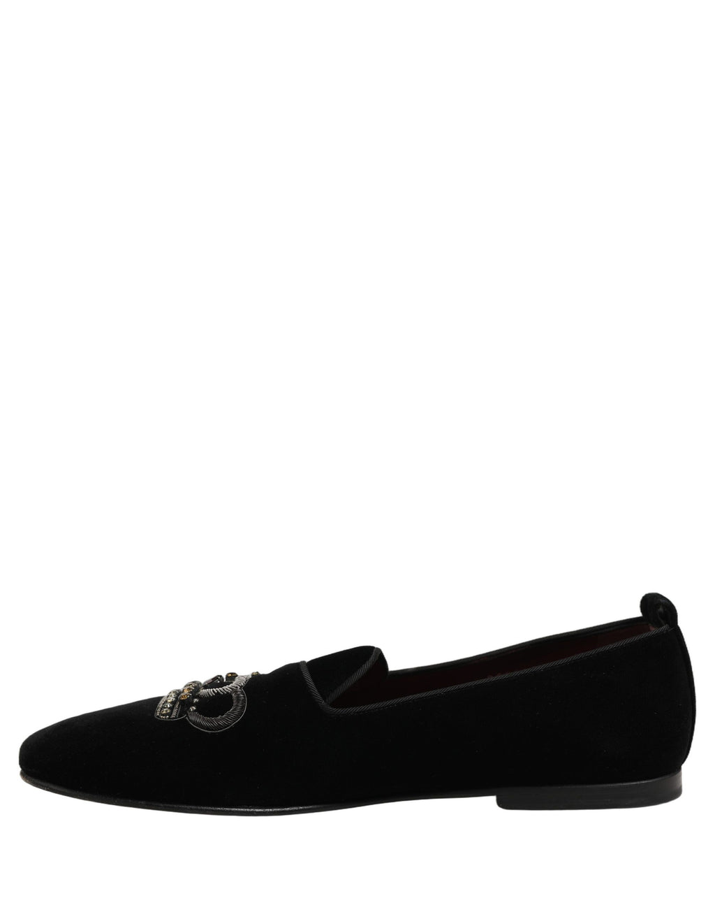 Dolce & Gabbana Black Crown Embellished Men Loafers Shoes