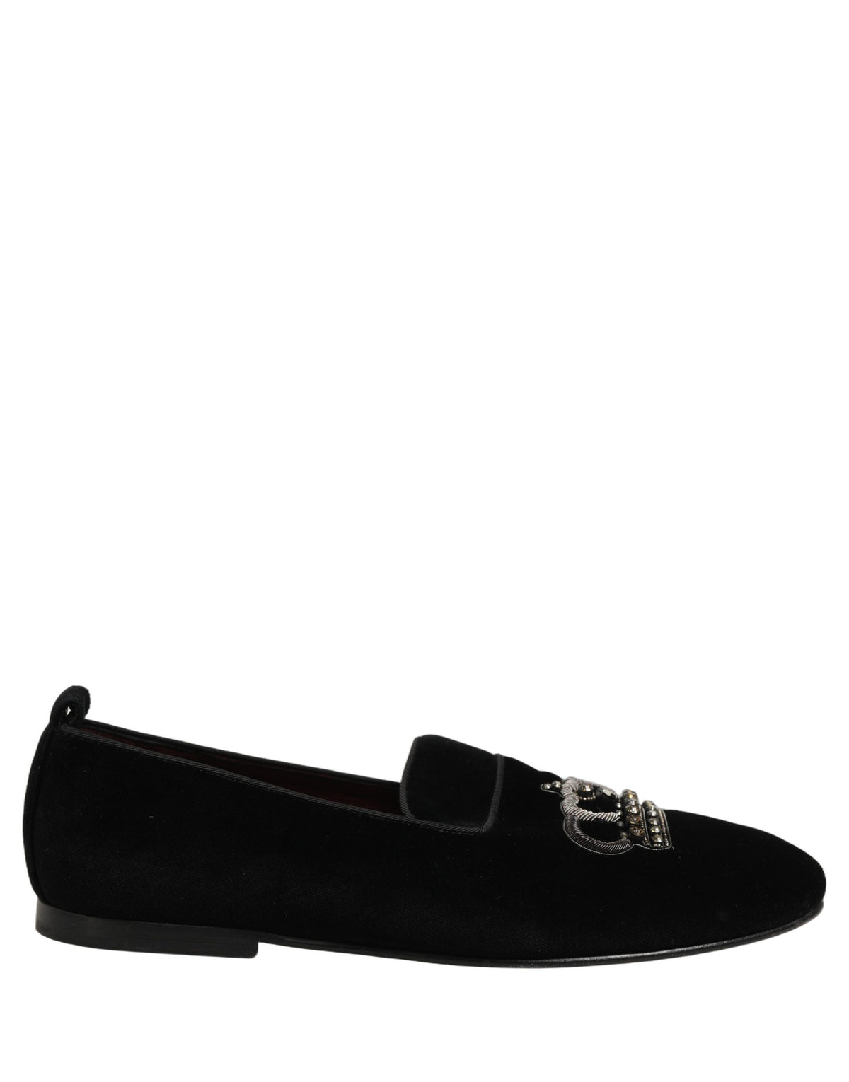 Dolce & Gabbana Black Crown Embellished Men Loafers Shoes