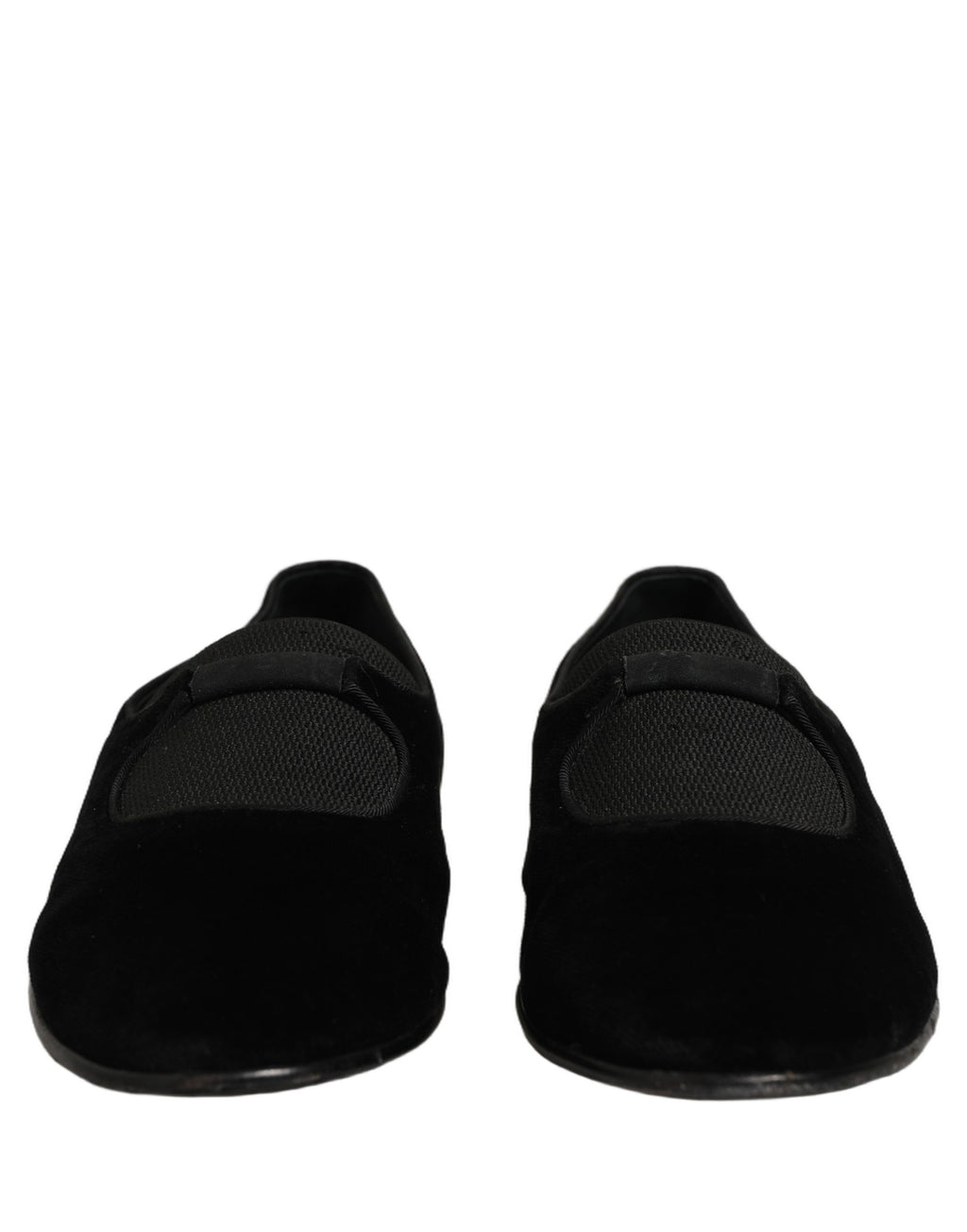 Dolce & Gabbana Black Velvet Slip On Slippers Loafers Shoes