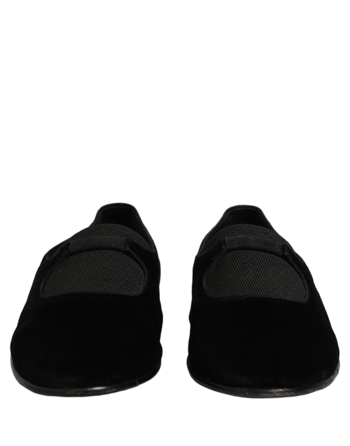 Dolce & Gabbana Black Velvet Slip On Slippers Loafers Shoes