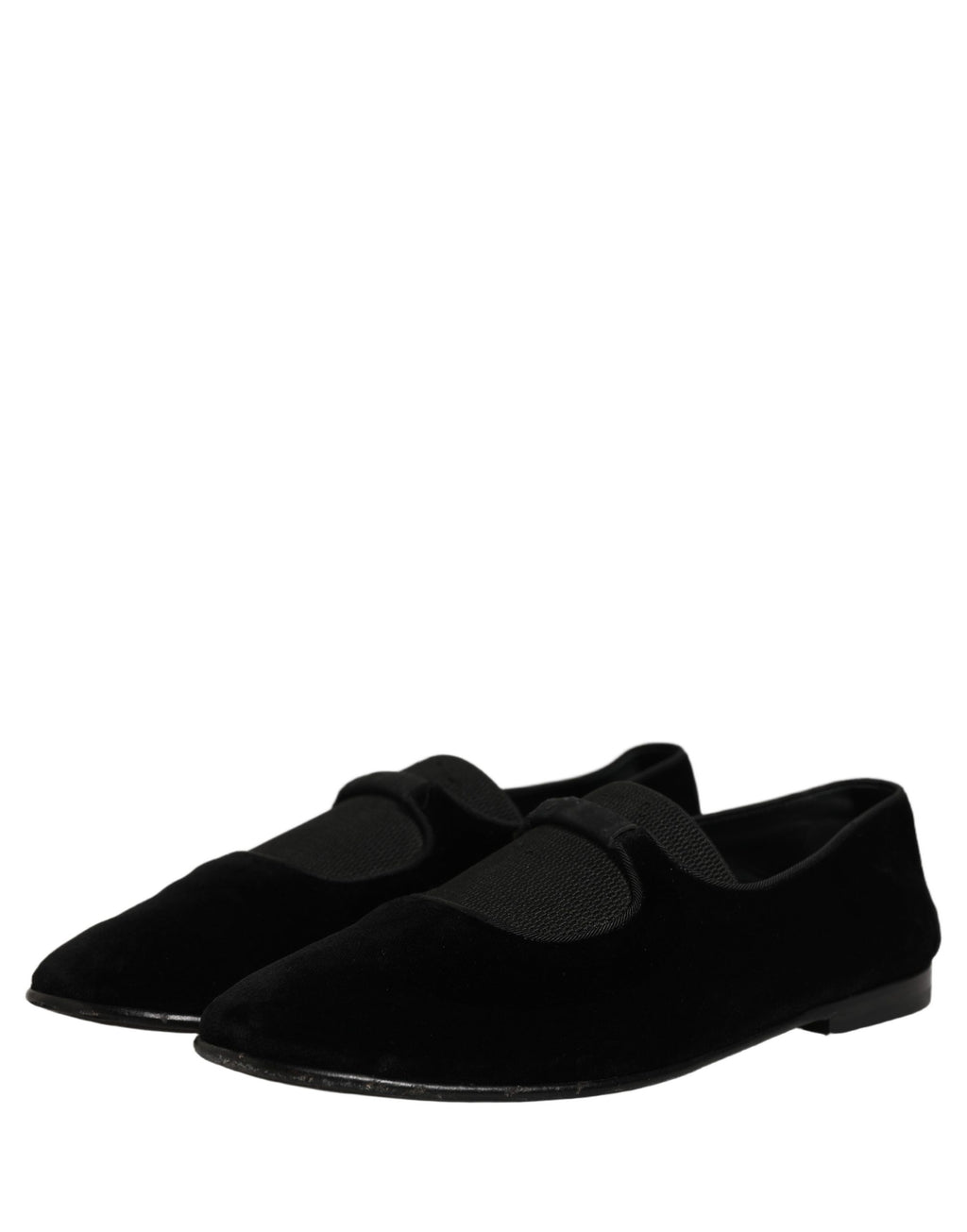 Dolce & Gabbana Black Velvet Slip On Slippers Loafers Shoes