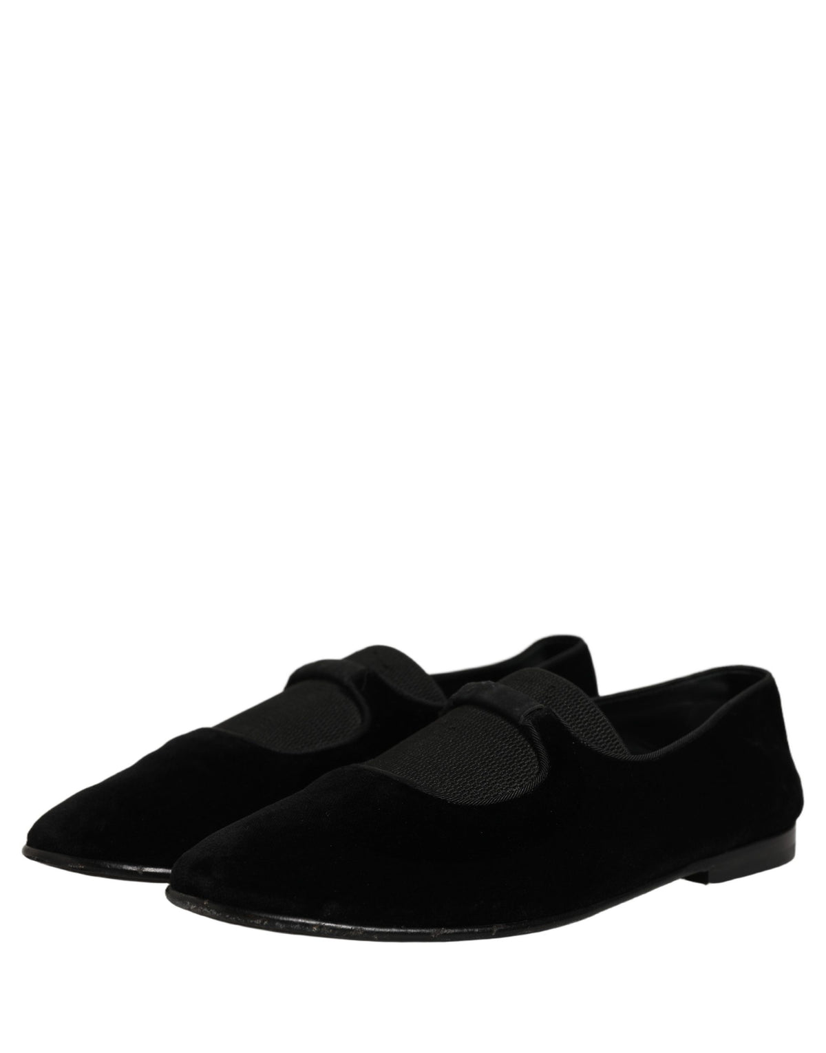 Dolce & Gabbana Black Velvet Slip On Slippers Loafers Shoes