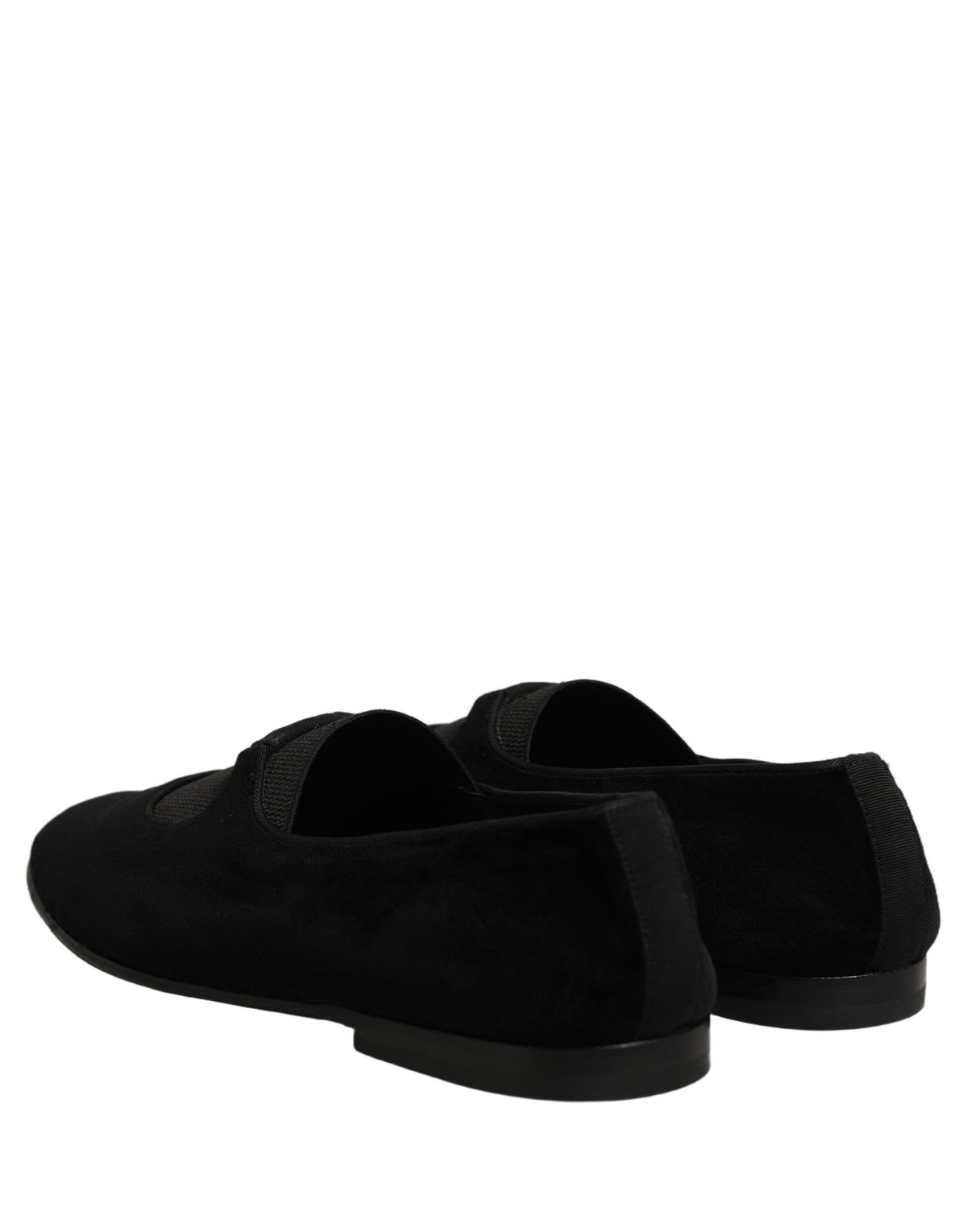 Dolce & Gabbana Black Velvet Slip On Slippers Loafers Shoes
