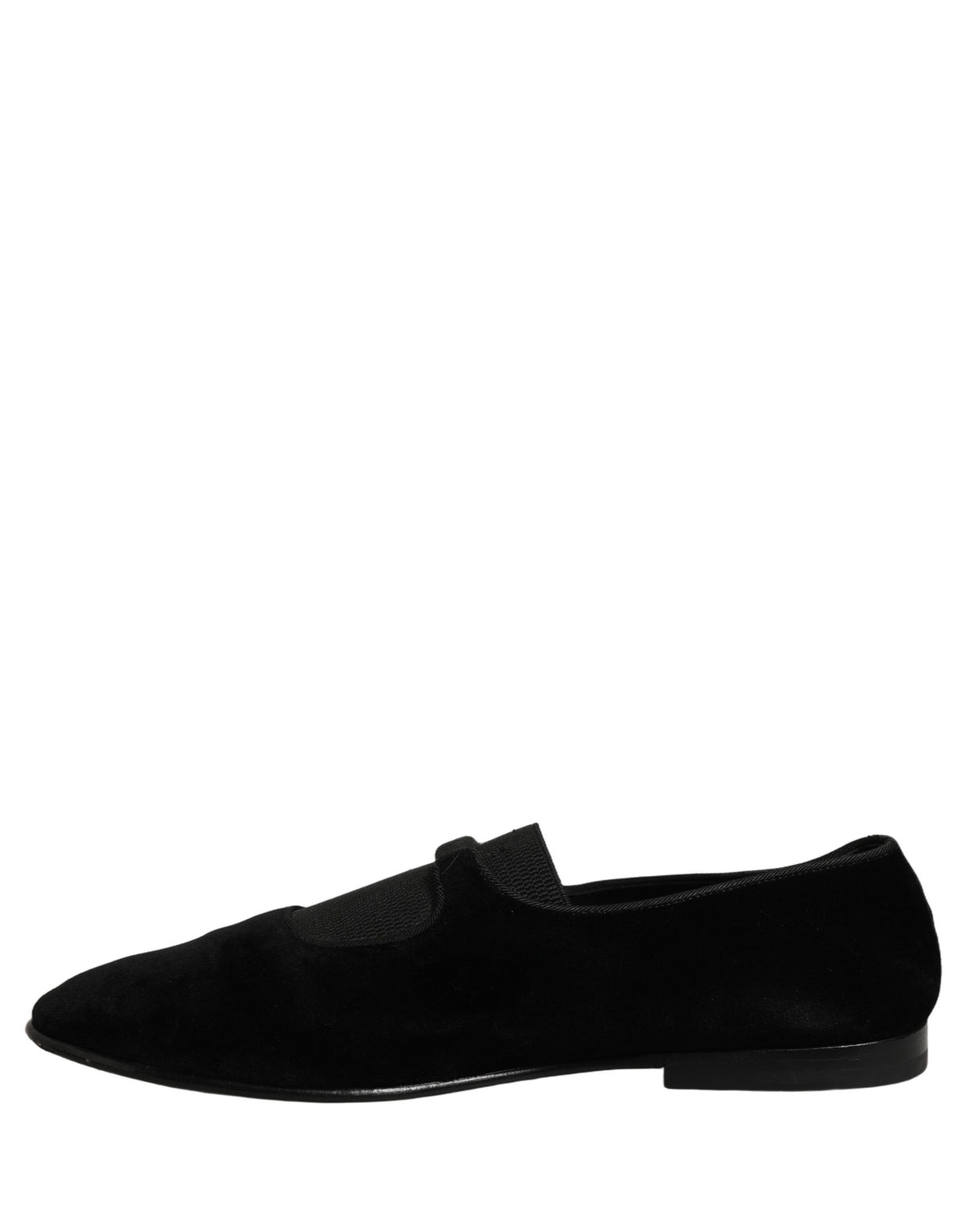 Dolce & Gabbana Black Velvet Slip On Slippers Loafers Shoes