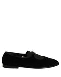 Dolce & Gabbana Black Velvet Slip On Slippers Loafers Shoes