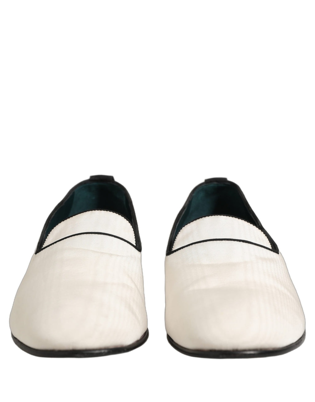Dolce & Gabbana White Velvet Slip On Men Flats Loafers Shoes