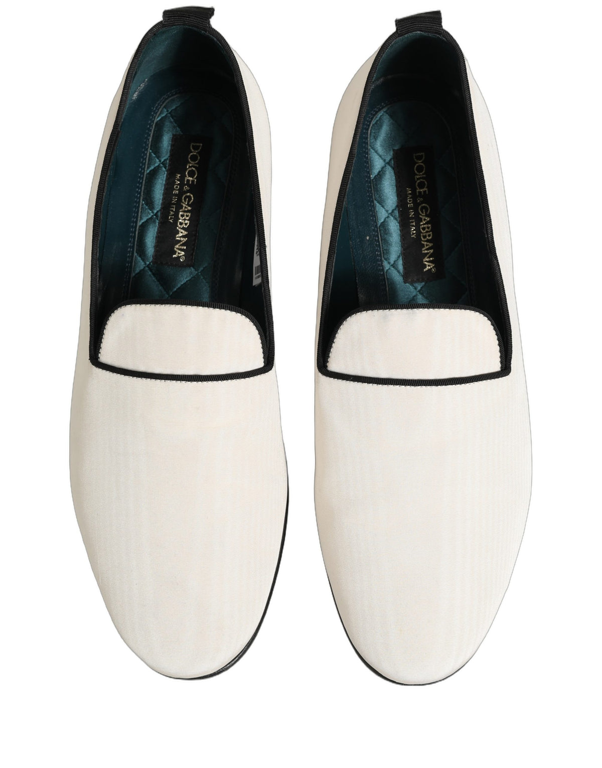 Dolce & Gabbana White Velvet Slip On Men Flats Loafers Shoes