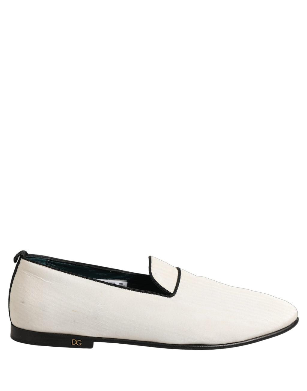Dolce & Gabbana White Velvet Slip On Men Flats Loafers Shoes