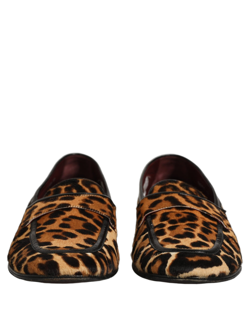 Dolce & Gabbana Brown Leopard Calf Hair Flats Loafers Shoes