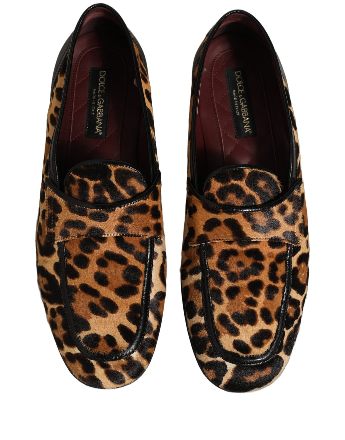 Dolce & Gabbana Brown Leopard Calf Hair Flats Loafers Shoes