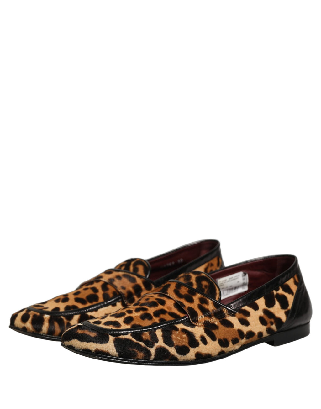 Dolce & Gabbana Brown Leopard Calf Hair Flats Loafers Shoes