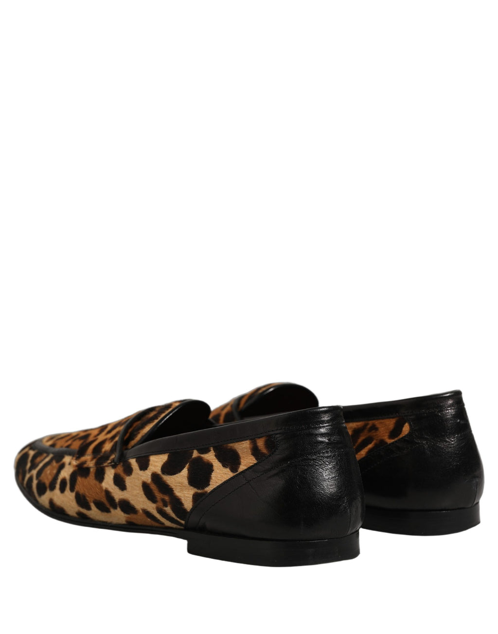Dolce & Gabbana Brown Leopard Calf Hair Flats Loafers Shoes