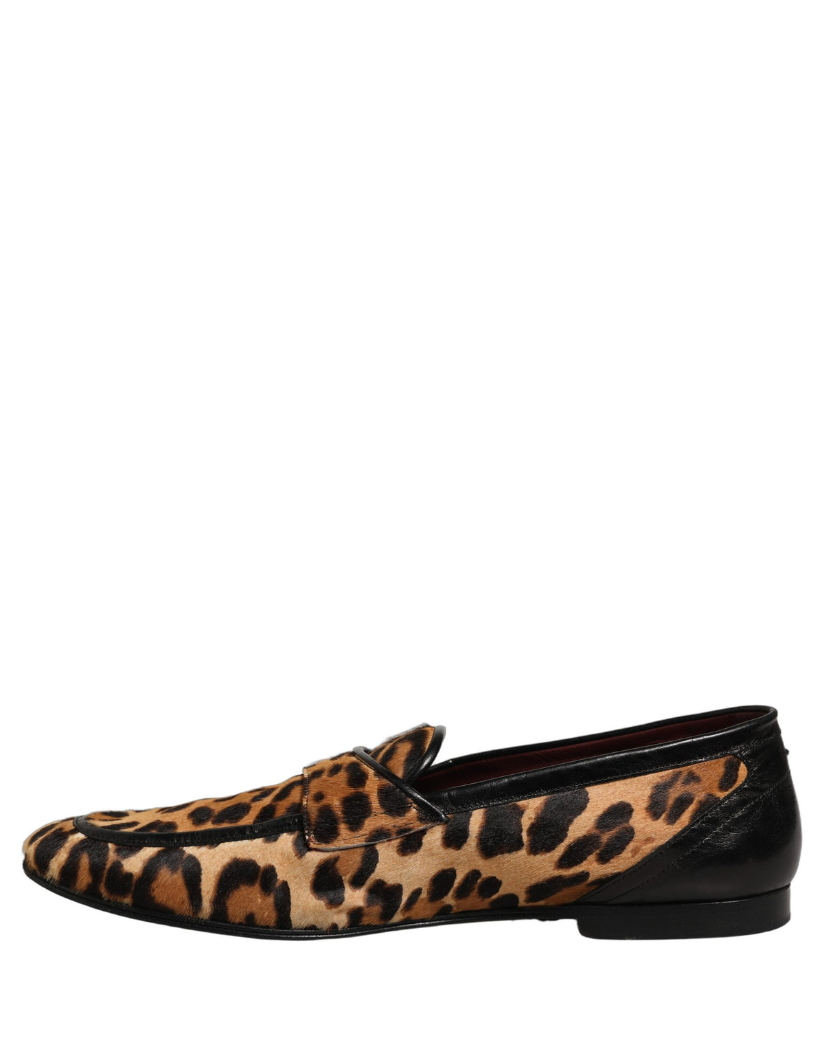Dolce & Gabbana Brown Leopard Calf Hair Flats Loafers Shoes