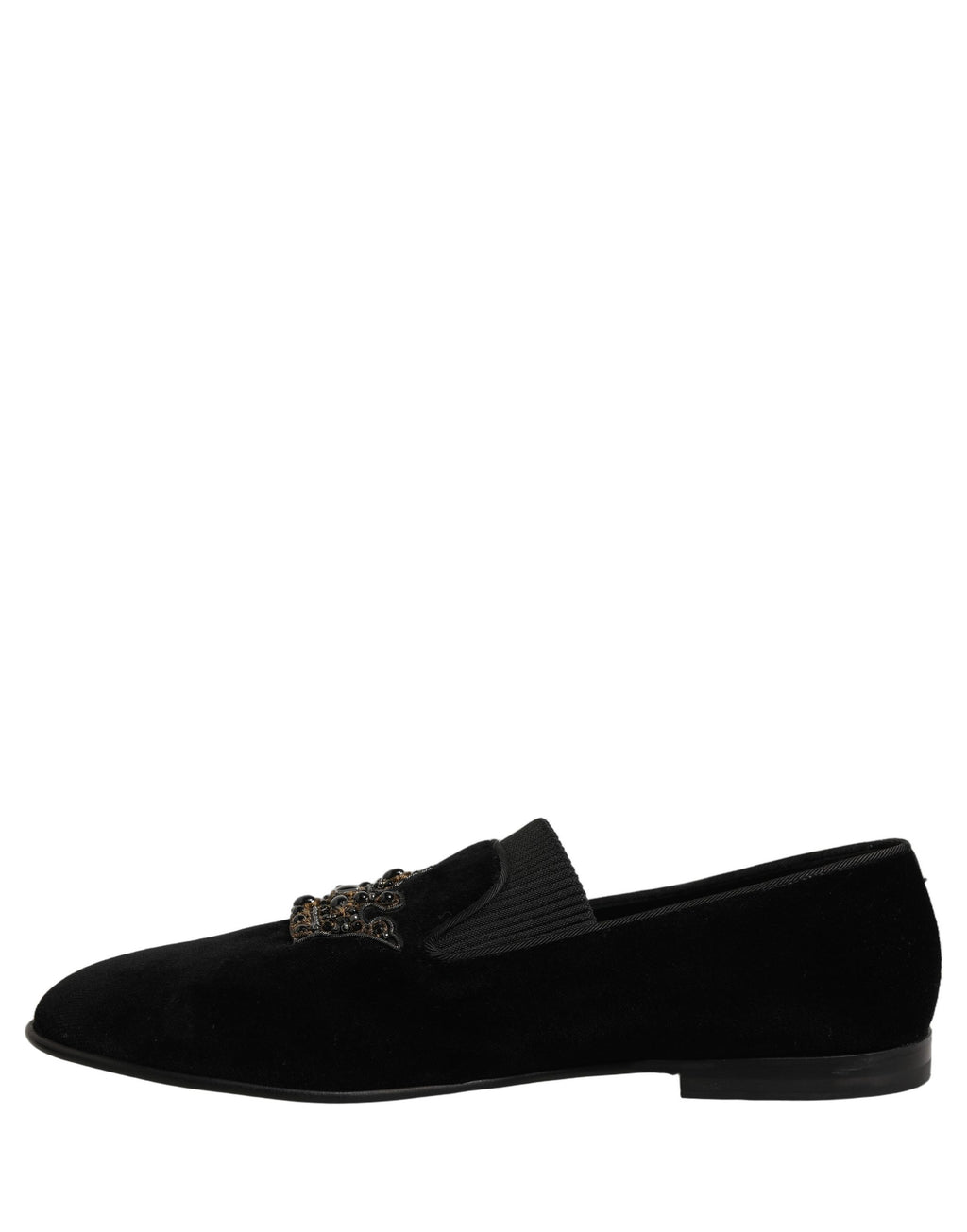 Dolce & Gabbana Black Crown Embellished Men Loafers Shoes