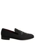 Dolce & Gabbana Black Suede Cross Slip On Men Loafers Shoes