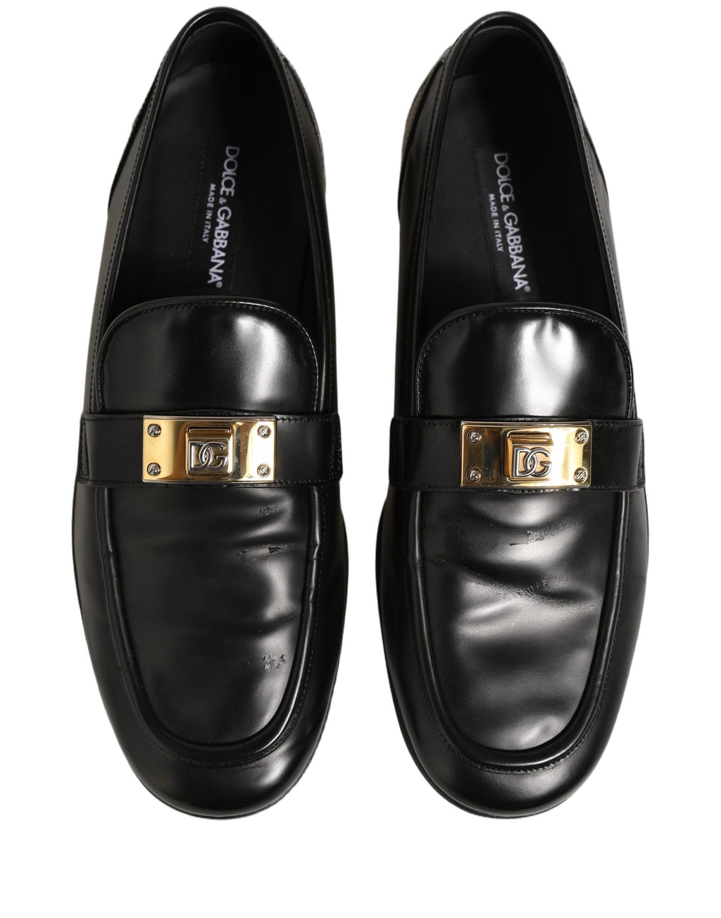 Dolce & Gabbana Black Leather Logo Plaque Men Loafers Shoes