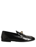 Dolce & Gabbana Black Leather Logo Plaque Men Loafers Shoes