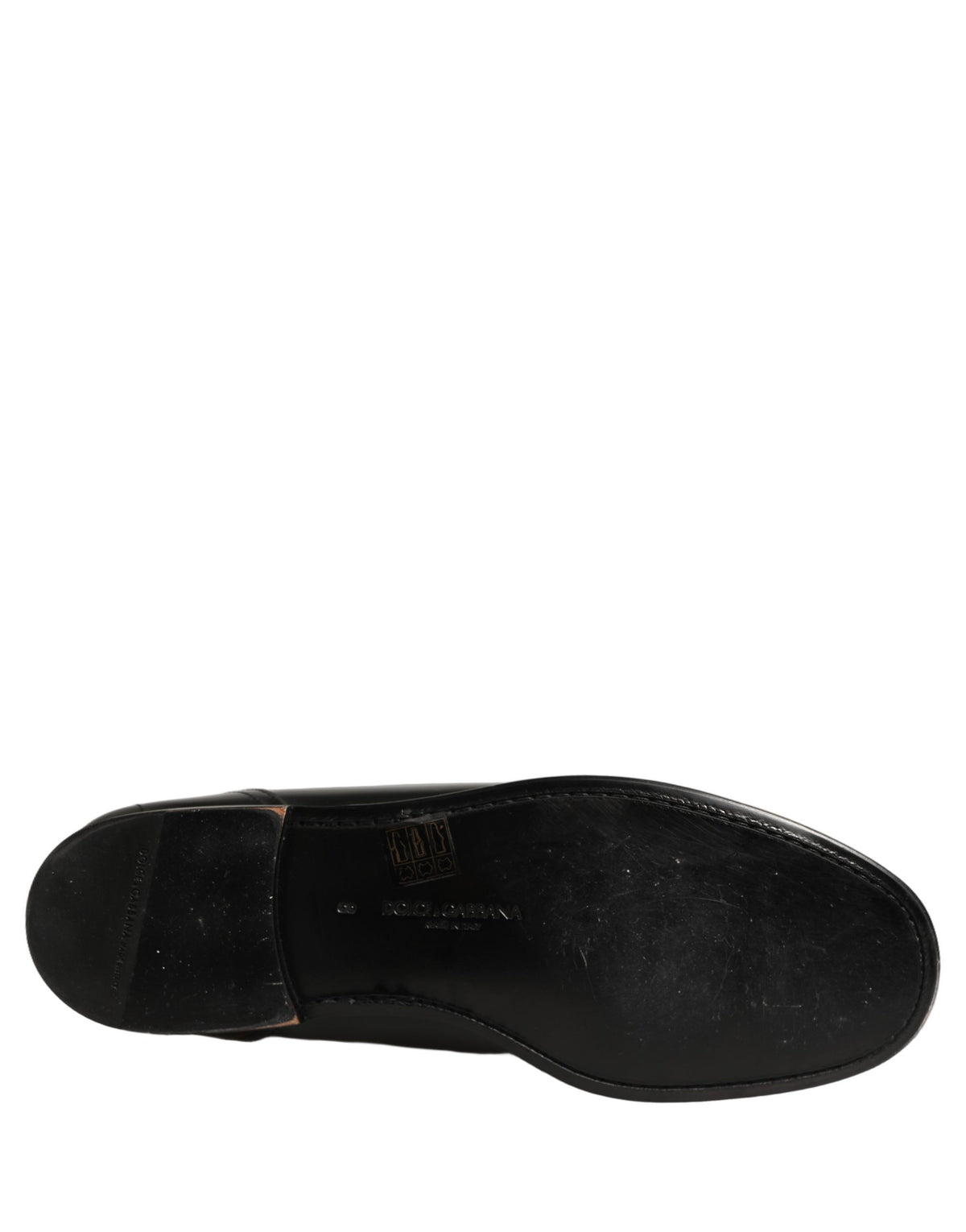 Dolce & Gabbana Black Leather Logo Plaque Men Loafers Shoes