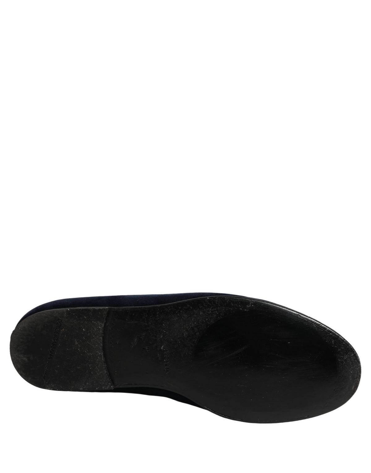 Dolce & Gabbana Blue Velvet Embellished Slip On Loafers Shoes